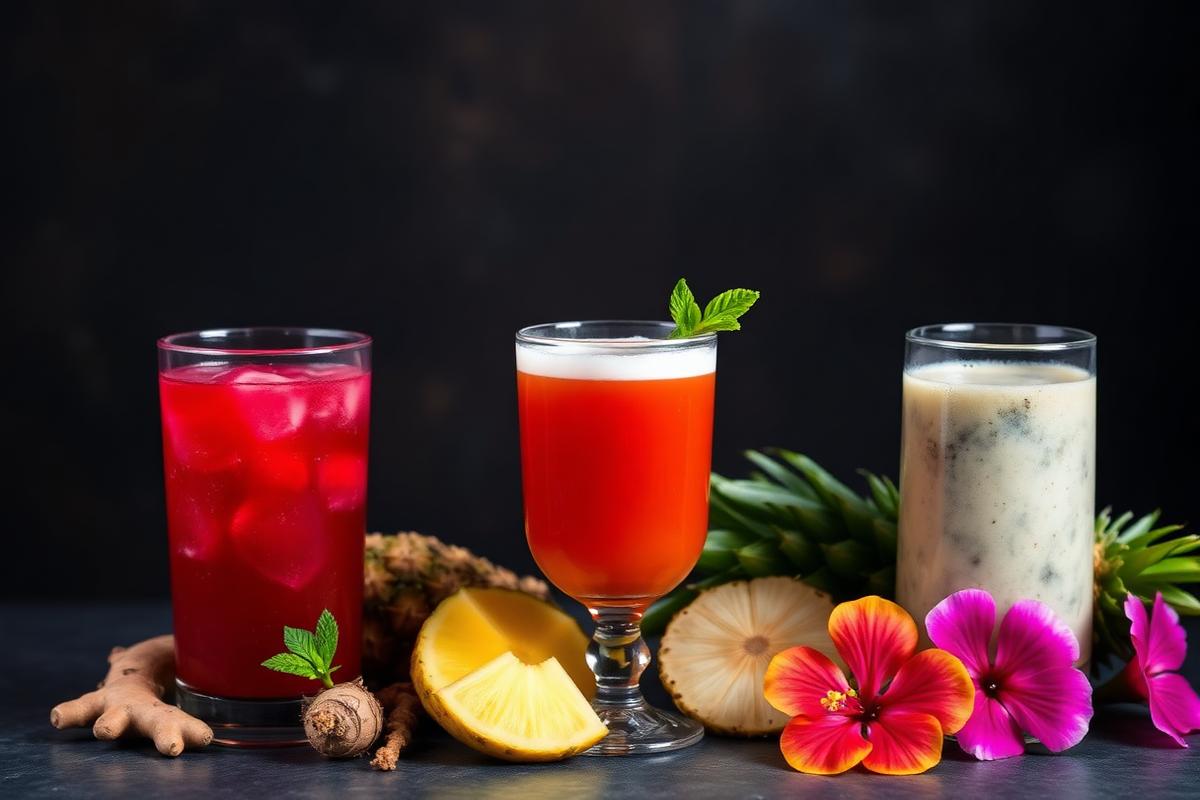 Caribbean drinks: sorrel, mango and Irish moss